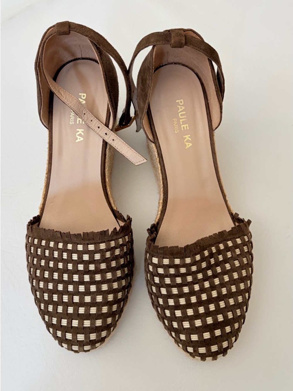 Paule Ka Paris Woman’s Shoes Espadrille Sandals Wedges Ankle Strap Suede 6.5